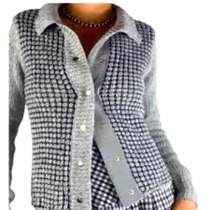 Cabi button up gray and black sweater